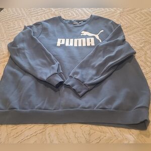 Puma Men's Crewneck Sweatshirt in Slate Blue with White Logo. H-4